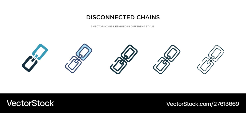 Disconnected chains icon in different style two Disconnected chains icon in different style two vector image