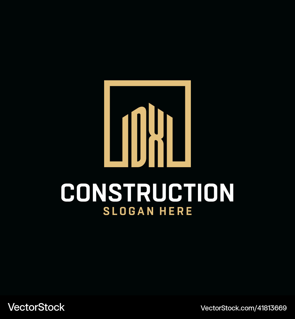 Dx initial monogram logo design with square shape vector image