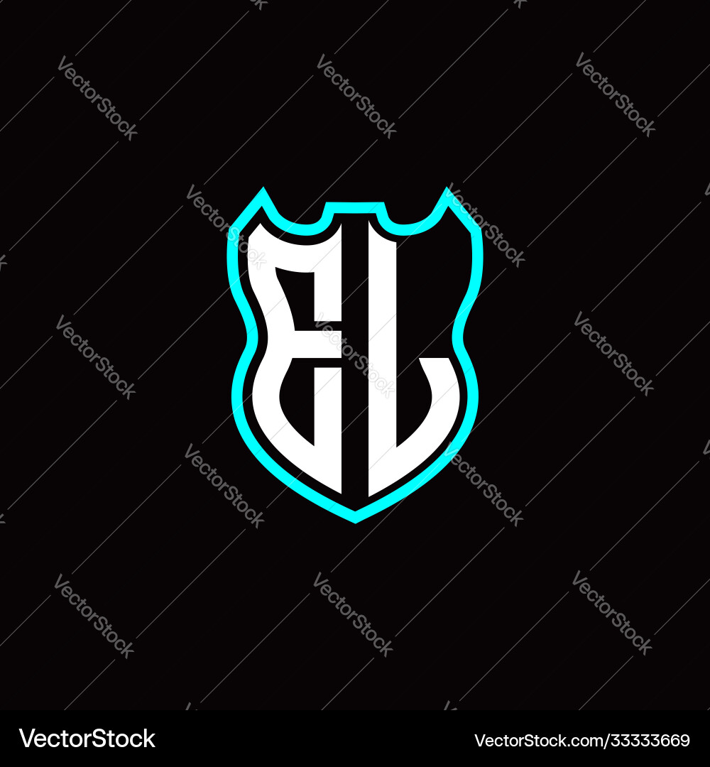 E l initial logo design with shield shape Vector Image