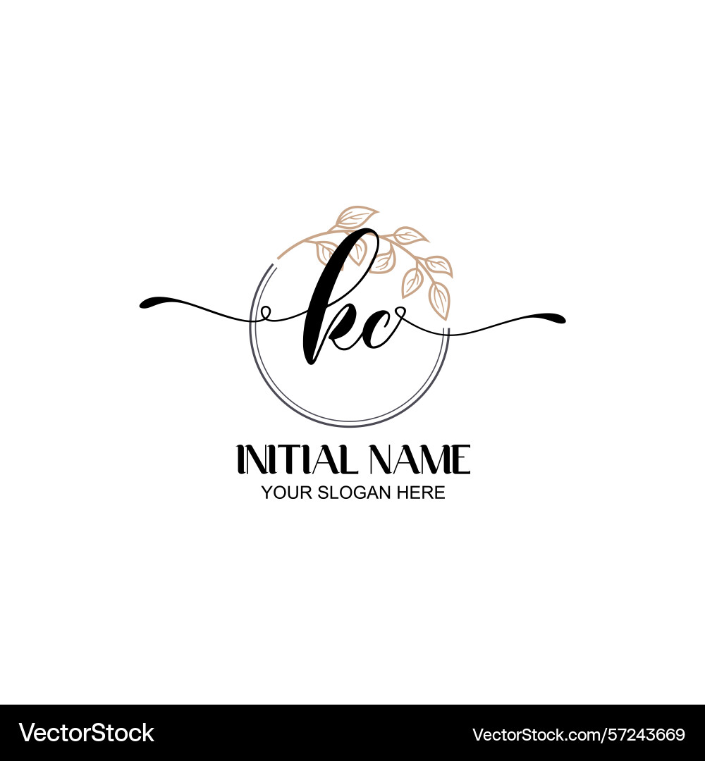 Elegant kc initial logo design with botanical Elegant kc initial logo design with botanical Vector Image