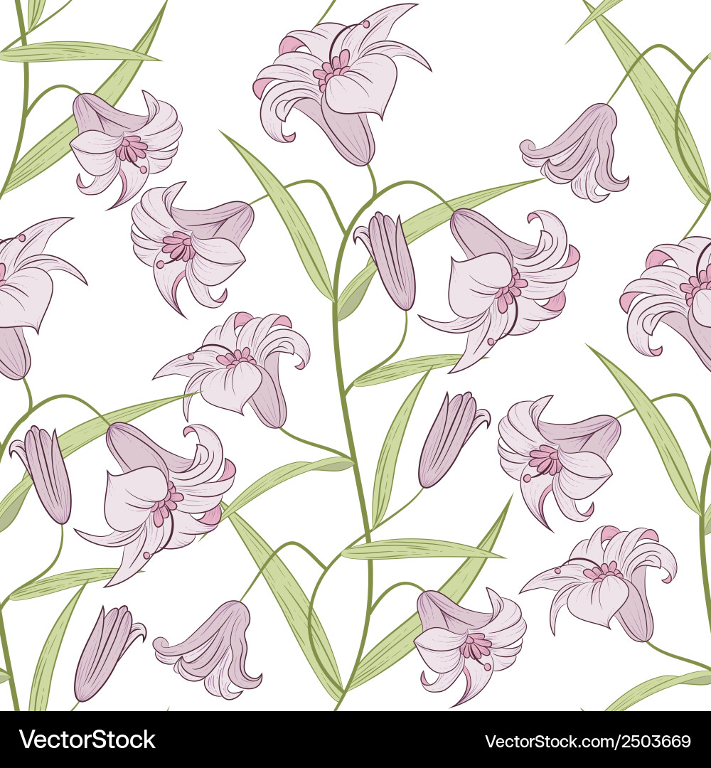 Elegant Lily Seamless Pattern vector image