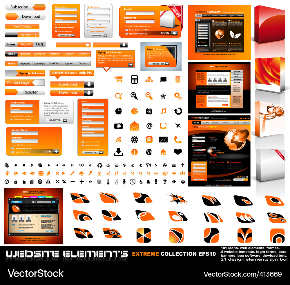 Elemente der Website-Schnittstelle Vektorbild