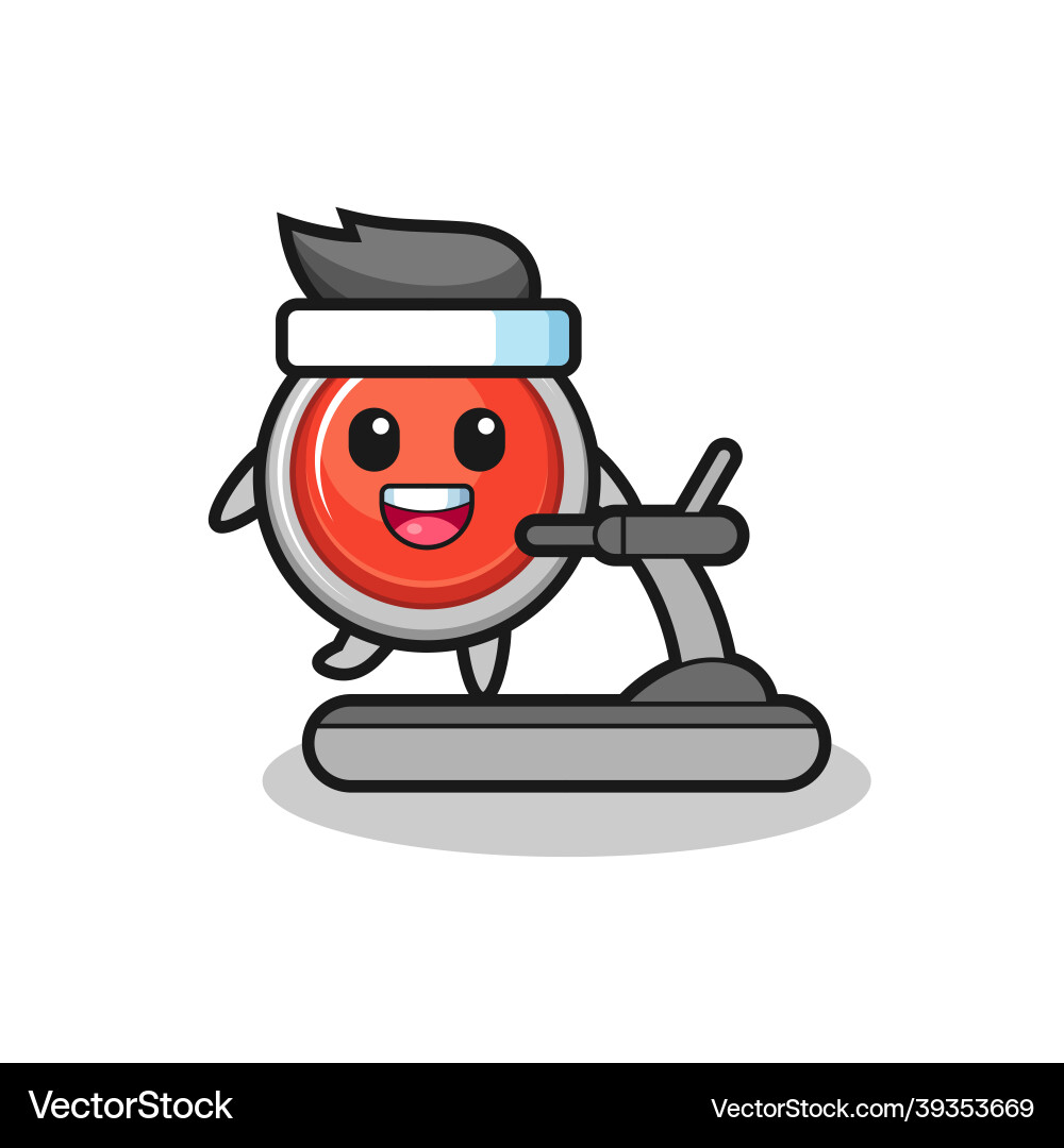 Emergency panic button cartoon character walking Emergency panic button cartoon character walking vector image