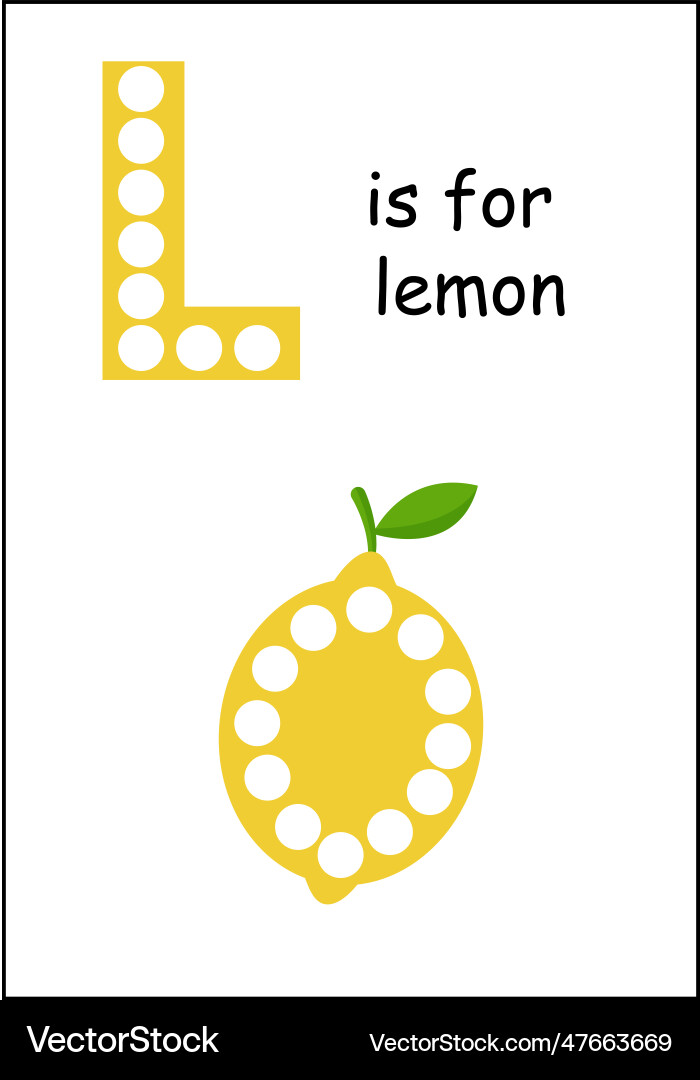 Englisches Alphabet lernen für Kinder Buchstaben l dot Englisches Alphabet lernen für Kinder Buchstaben l dot vektorbild