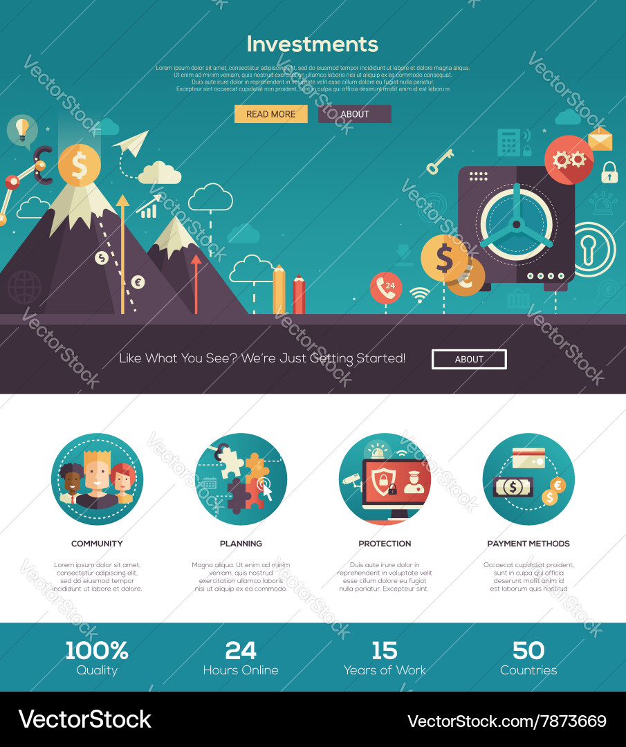 Flat design investments website header banner Vector Image