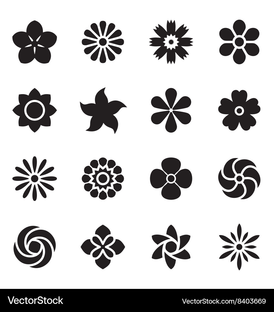 Flower Icon Set Royalty Free Vector Image - VectorStock