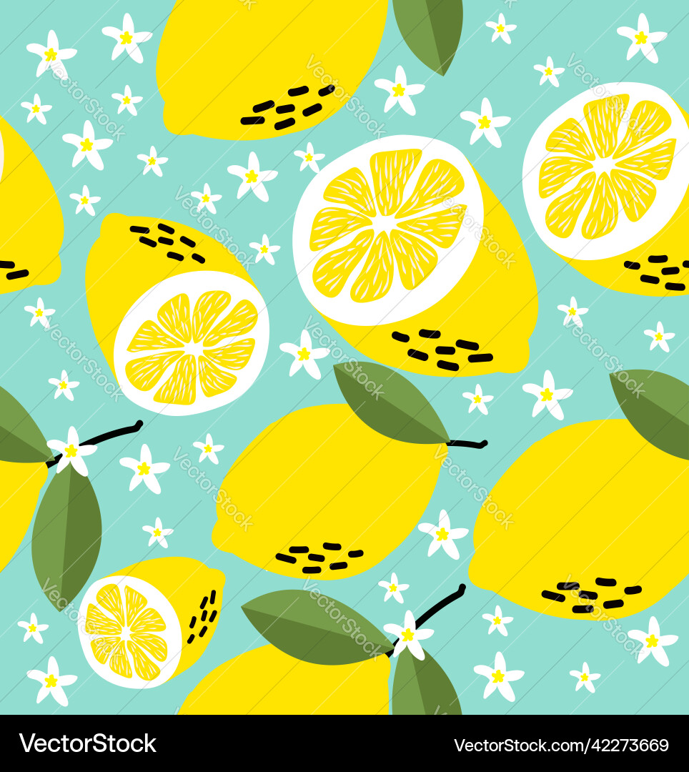 Fresh lemons seamless pattern background Fresh lemons seamless pattern background vector image
