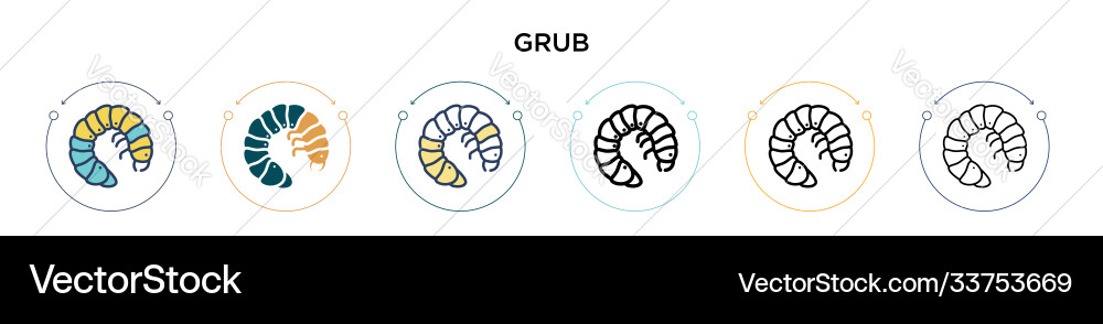 Grub icon in filled thin line outline and stroke vector image