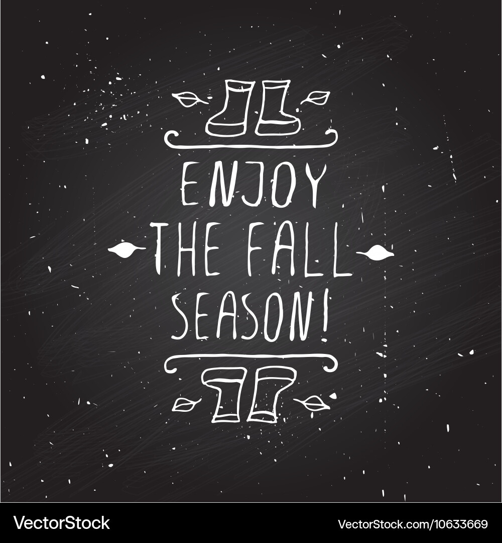 Handdrawn autumn element with text Vector Image