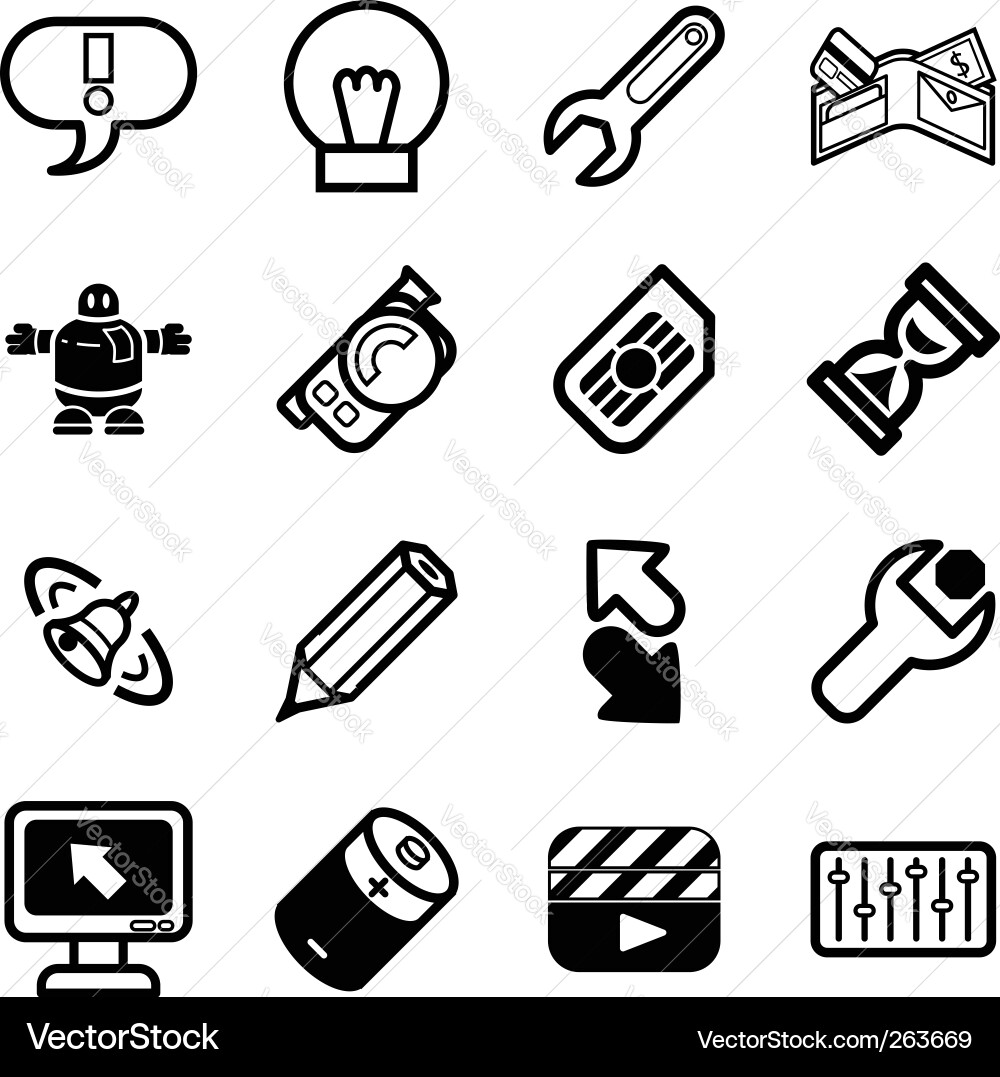 Icons für Computeranwendungen Vektorbild