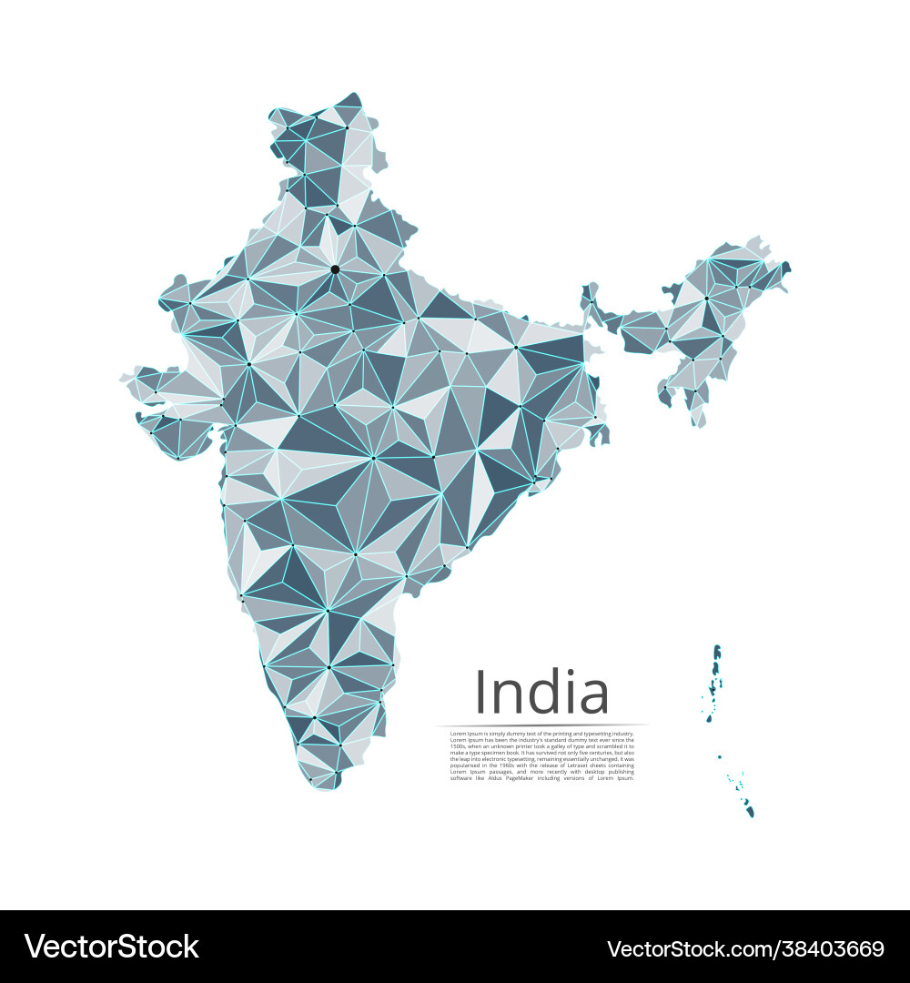 India communication network map low poly image Vector Image