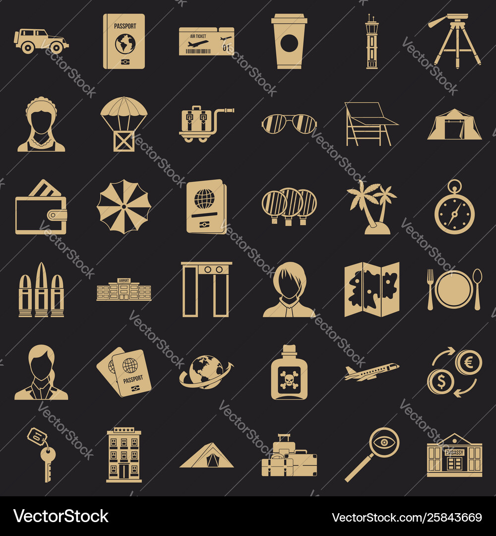 International passport icons set simple style Vector Image