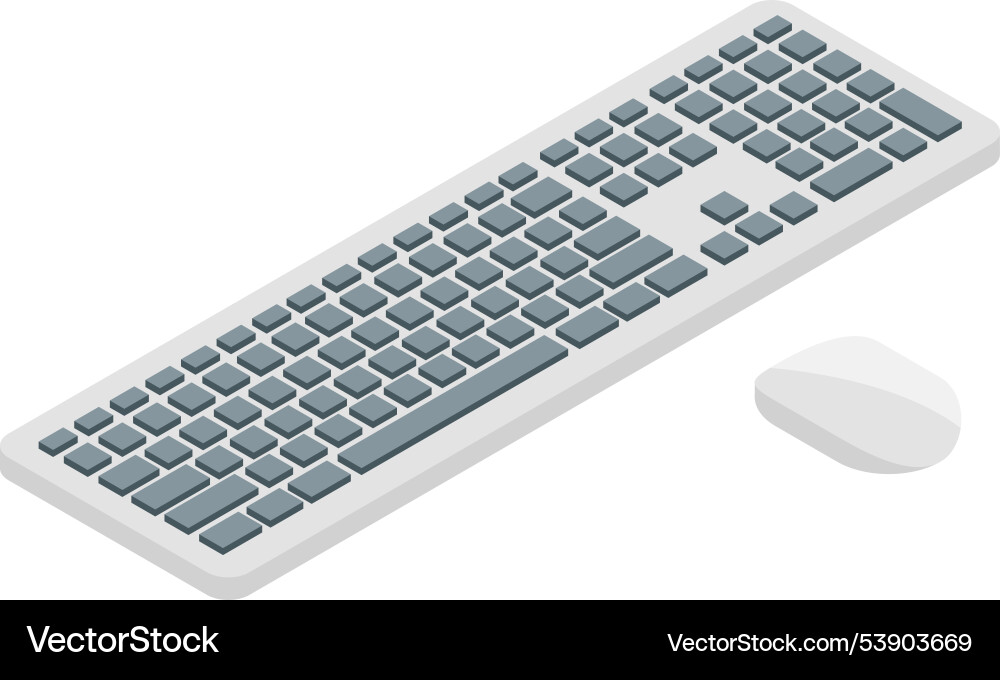 Isometrischer Tastatur- und Mausrechner-Arbeitsraum vektorbild