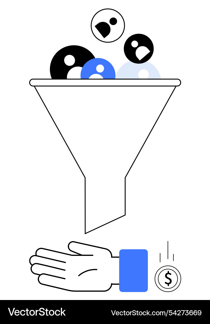 Lead Conversion Funnel mit Dollar Vektorbild