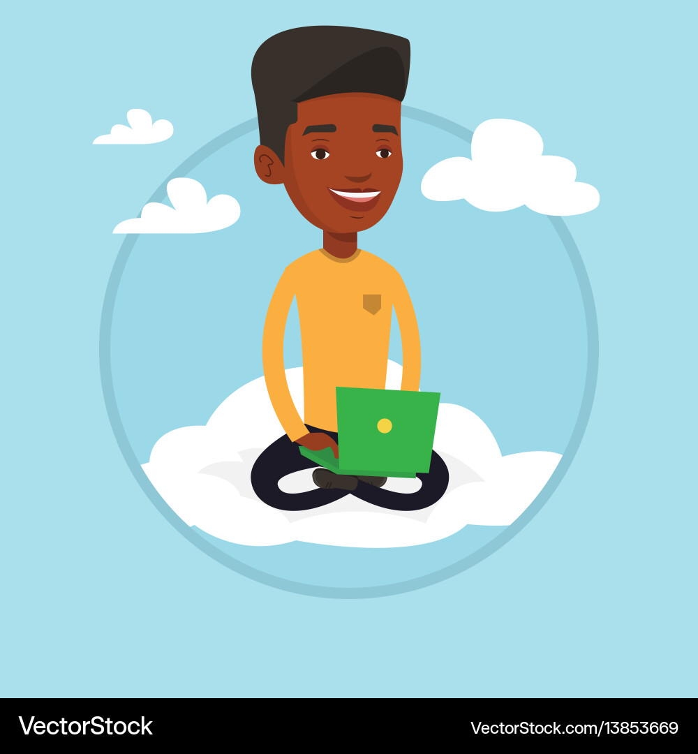 Man using cloud computing technology Man using cloud computing technology vector image