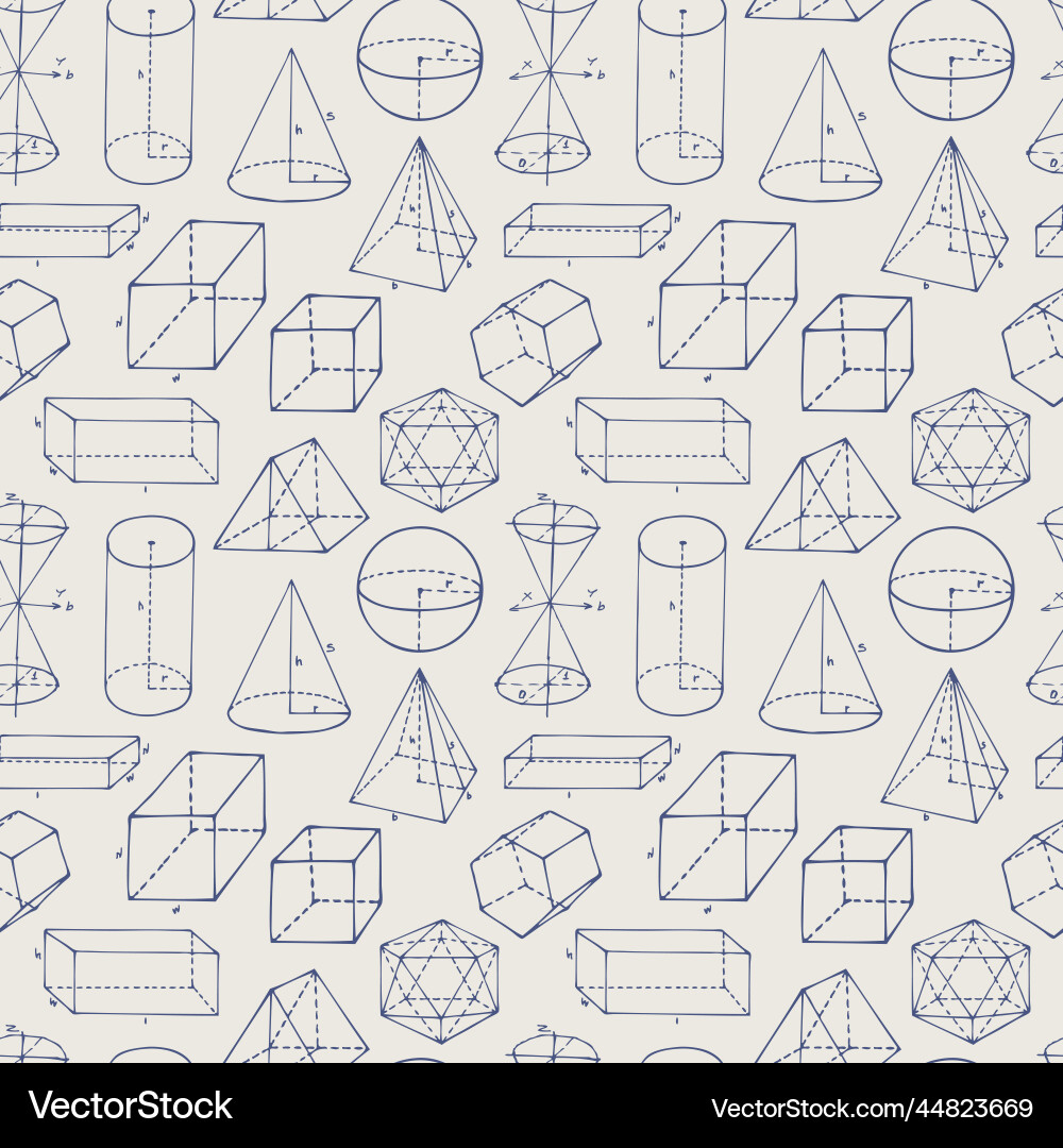 Math seamless pattern with drawn geometric figures Math seamless pattern with drawn geometric figures vector image