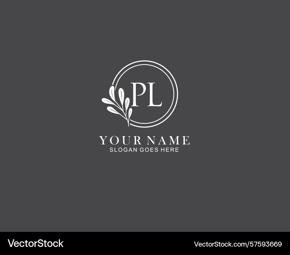 Minimalist pl monogram logos with botanical Minimalist pl monogram logos with botanical Vector Image