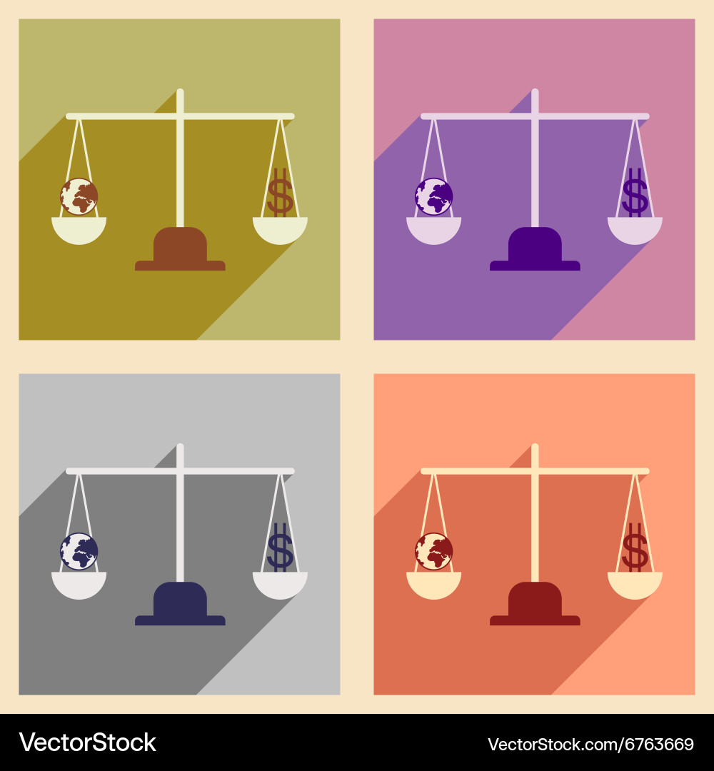 Modern flat icons collection with shadow vector image