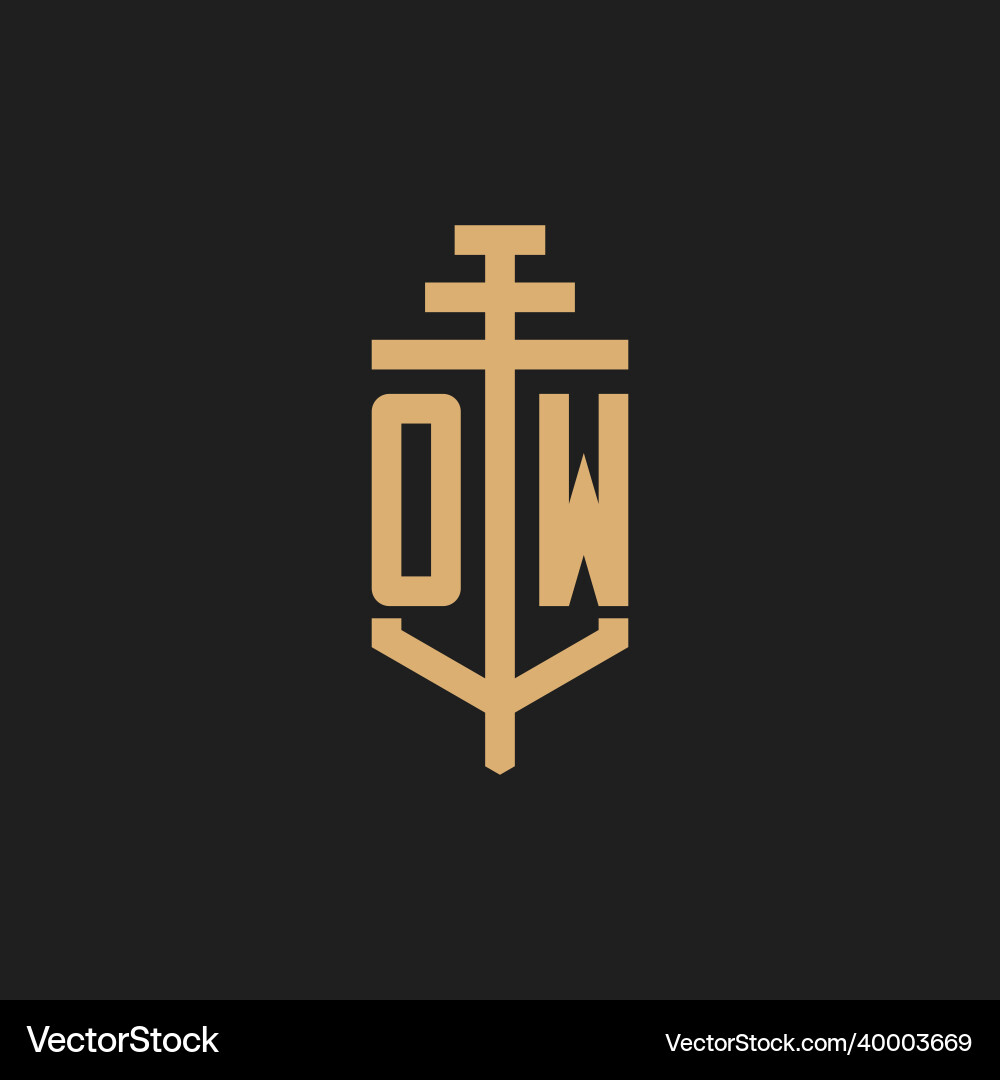 Ow initial logo monogram with pillar icon design Vector Image
