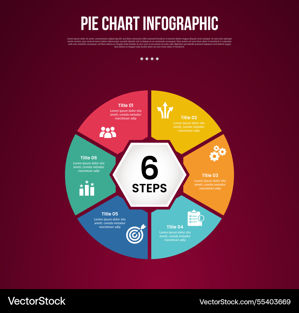 Pie chart base template infographic with hexagon Pie chart base template infographic with hexagon vector image