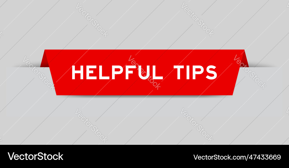Red color inserted label with word helpful tips vector image