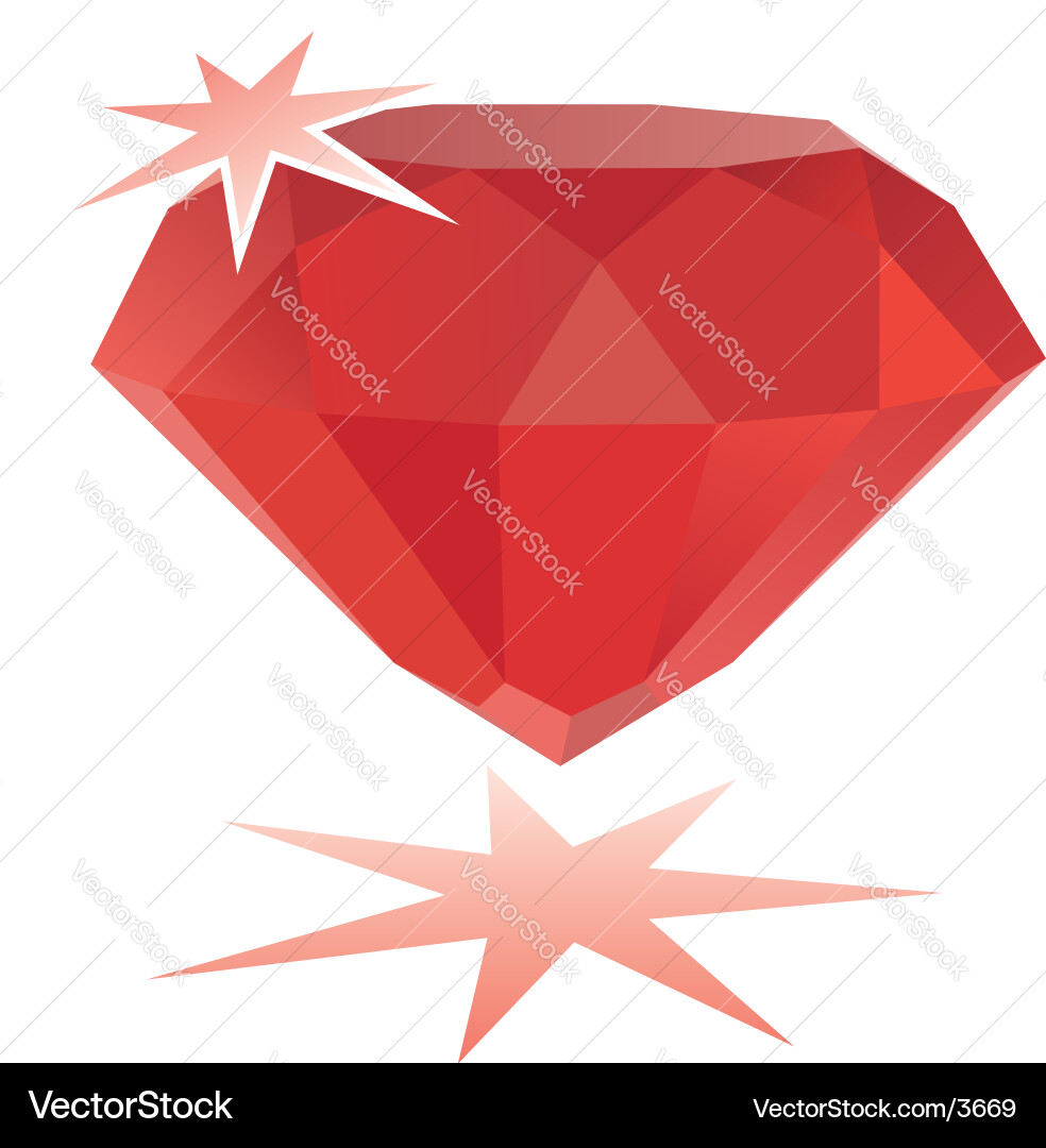 Red Faceted Ruby Gemstone vector image