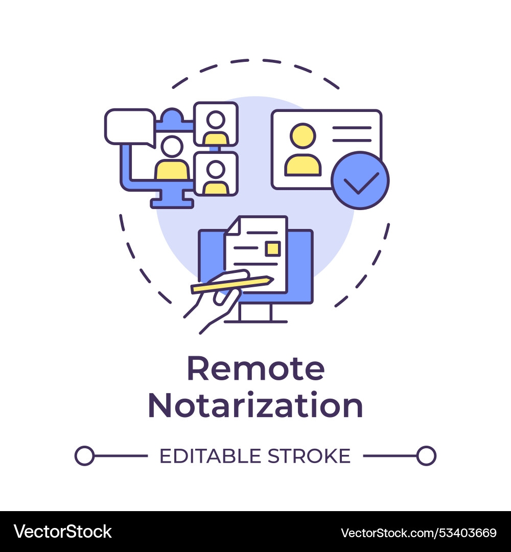 Remote notarization multi color concept icon Remote notarization multi color concept icon vector image