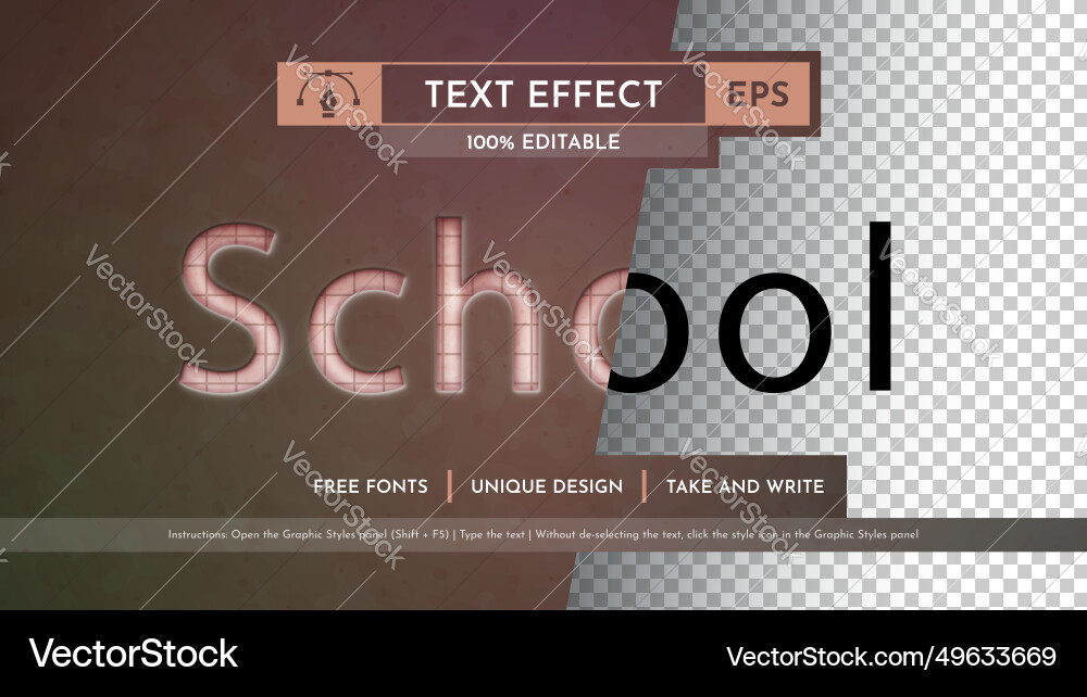 Retro school - editable text effect font style Retro school - editable text effect font style vector image