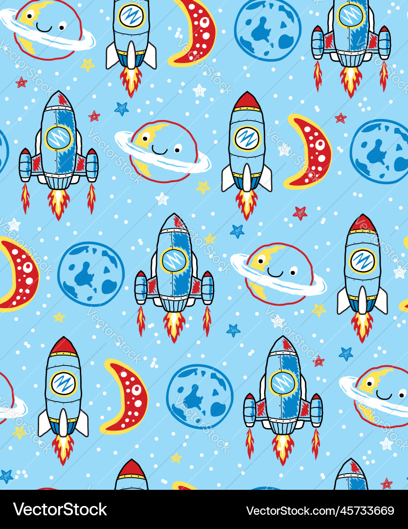 Seamless pattern of cartoon space elements Seamless pattern of cartoon space elements vector image