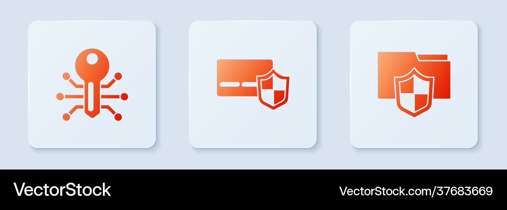 Set credit card with shield smart key Set credit card with shield smart key vector image