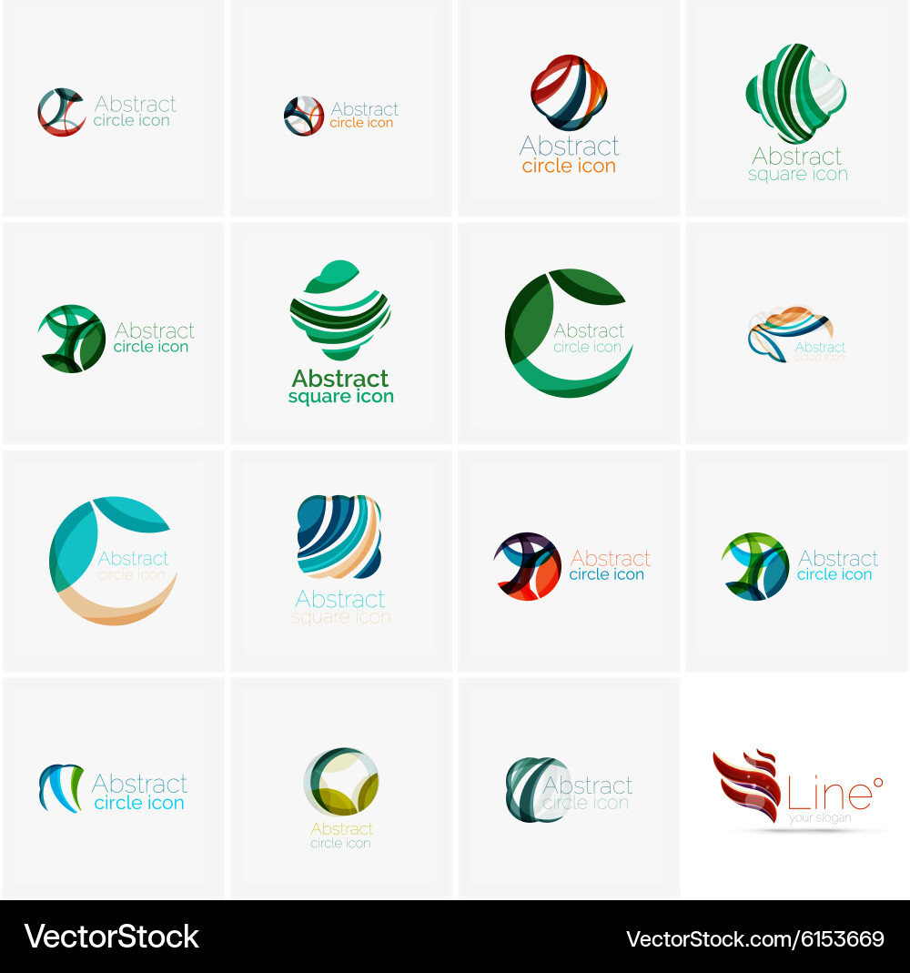 Set of abstract wavy elements circles swirls Vector Image