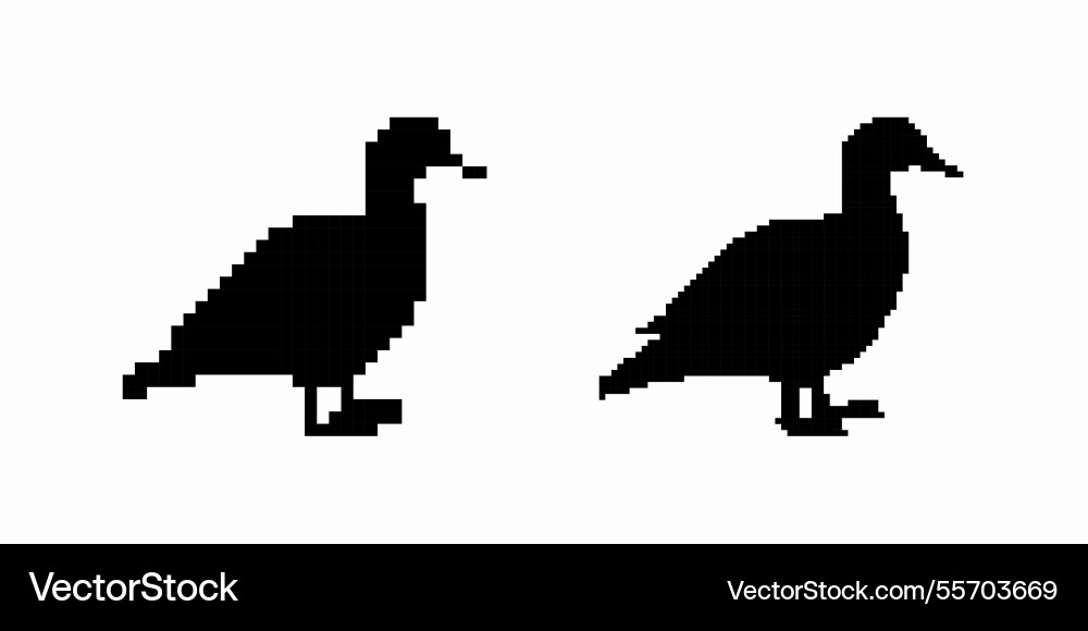 Silhouette of two ducks facing right in a simple vector image
