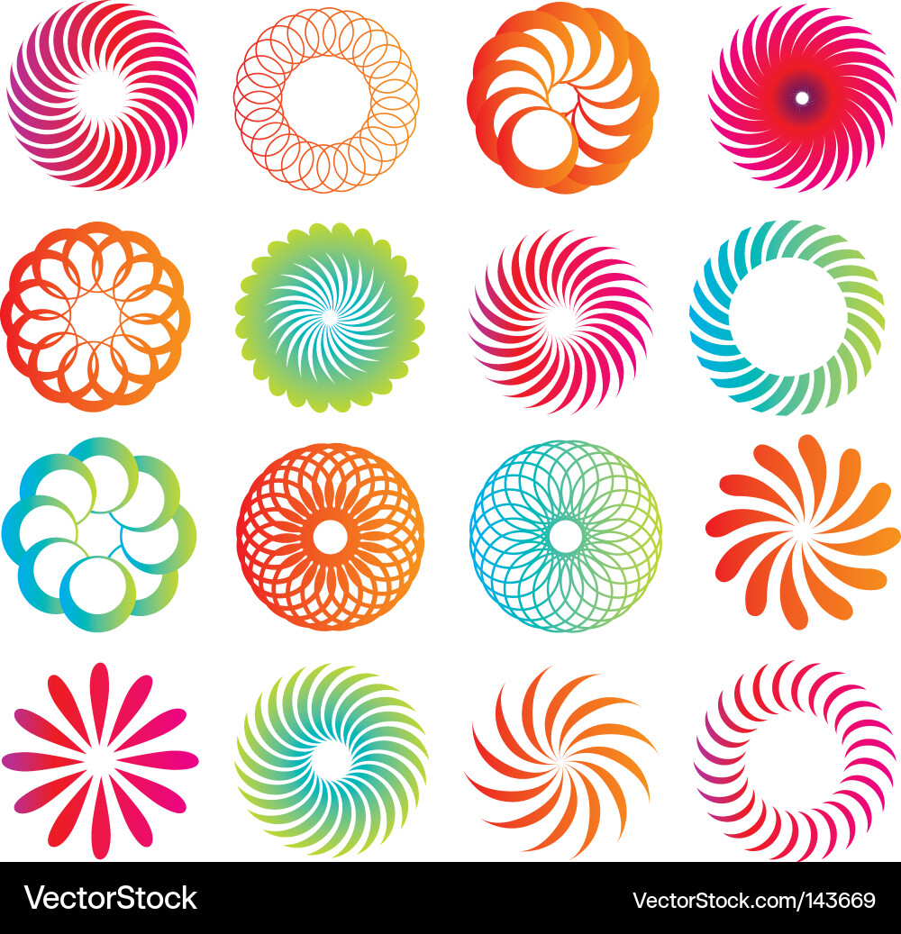 Spirograph Pattern Collection vector image