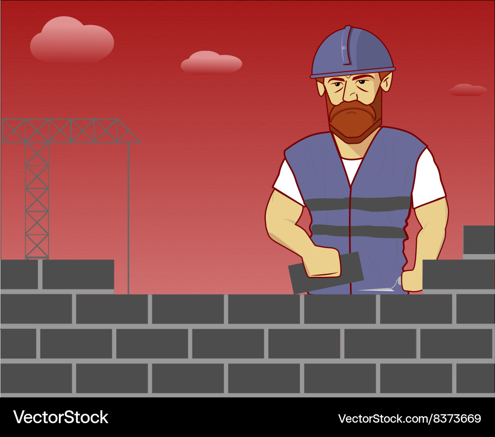Strong builder in overalls and helmet Vector Image