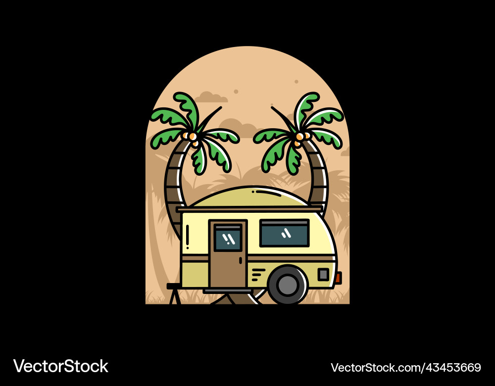 Teardrop camper and coconut tree design Teardrop camper and coconut tree design Vector Image