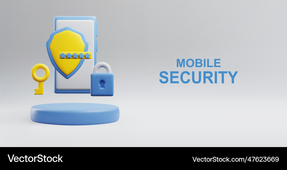 Website banner template about mobile security 3d Vector Image
