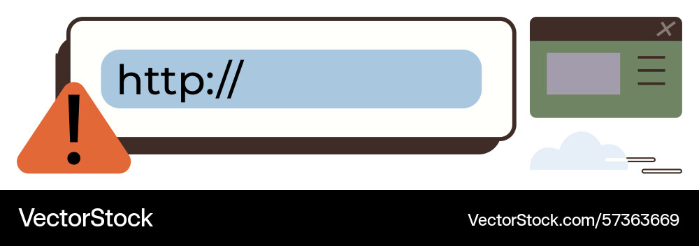 Website error alert with address bar and warning Website error alert with address bar and warning vector image