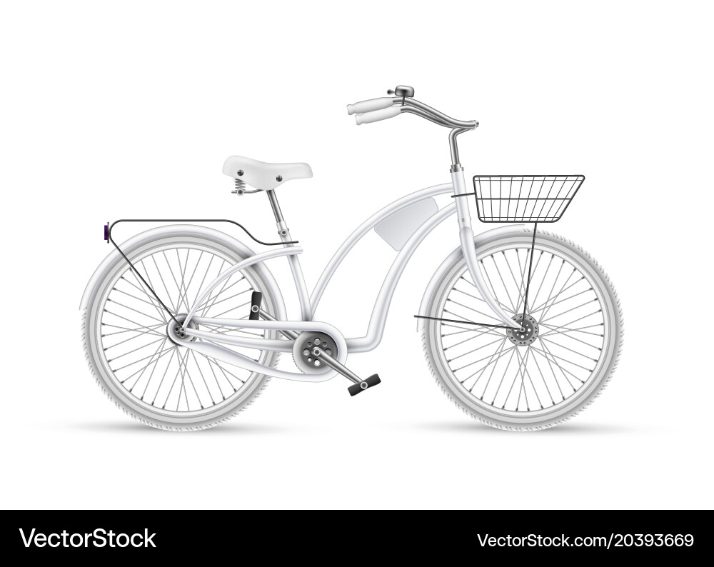 White bicycle realistic 3d isolated mockup Vector Image