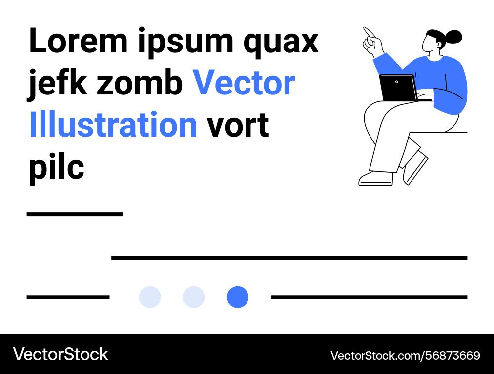 Woman with laptop pointing while reading text Woman with laptop pointing while reading text vector image