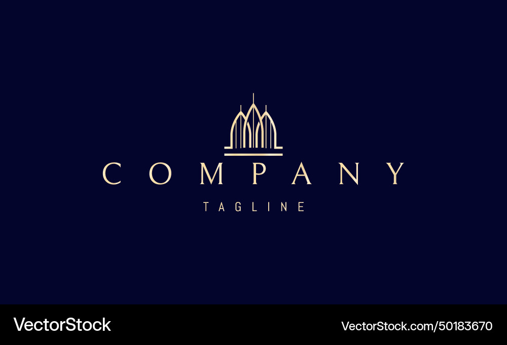 A golden logo with an abstract image Vector Image