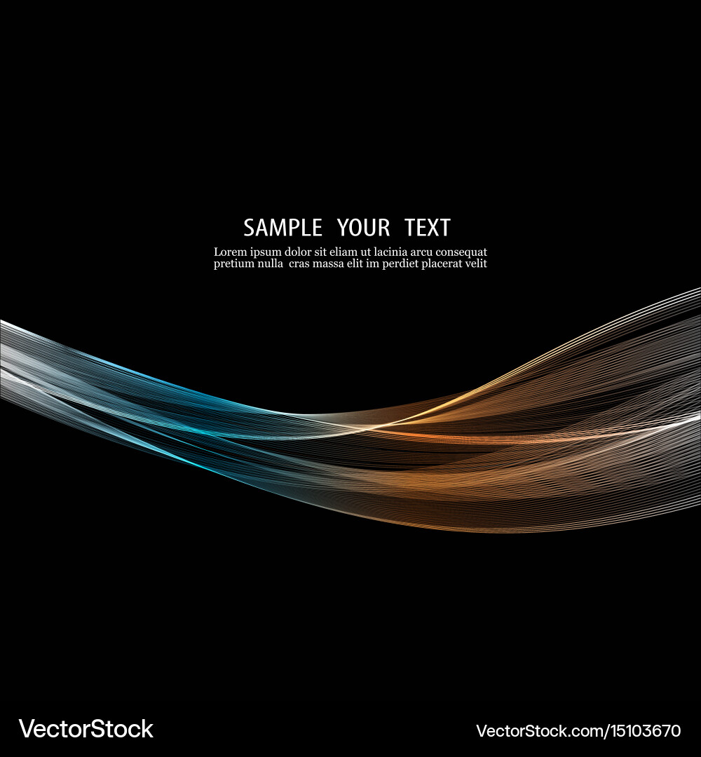 Abstract Flowing Waves Black Background Vector Image