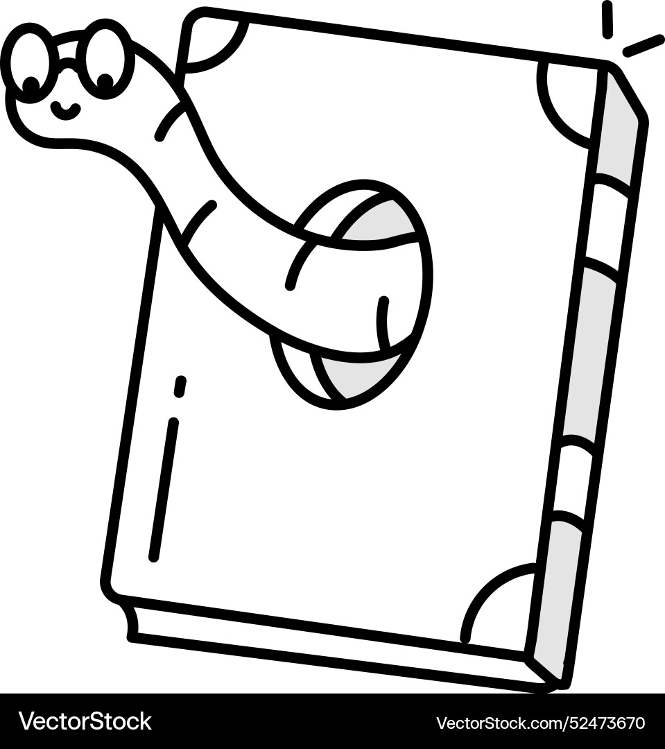 Basic rgba hand drawn style icon of bookworm Vector Image