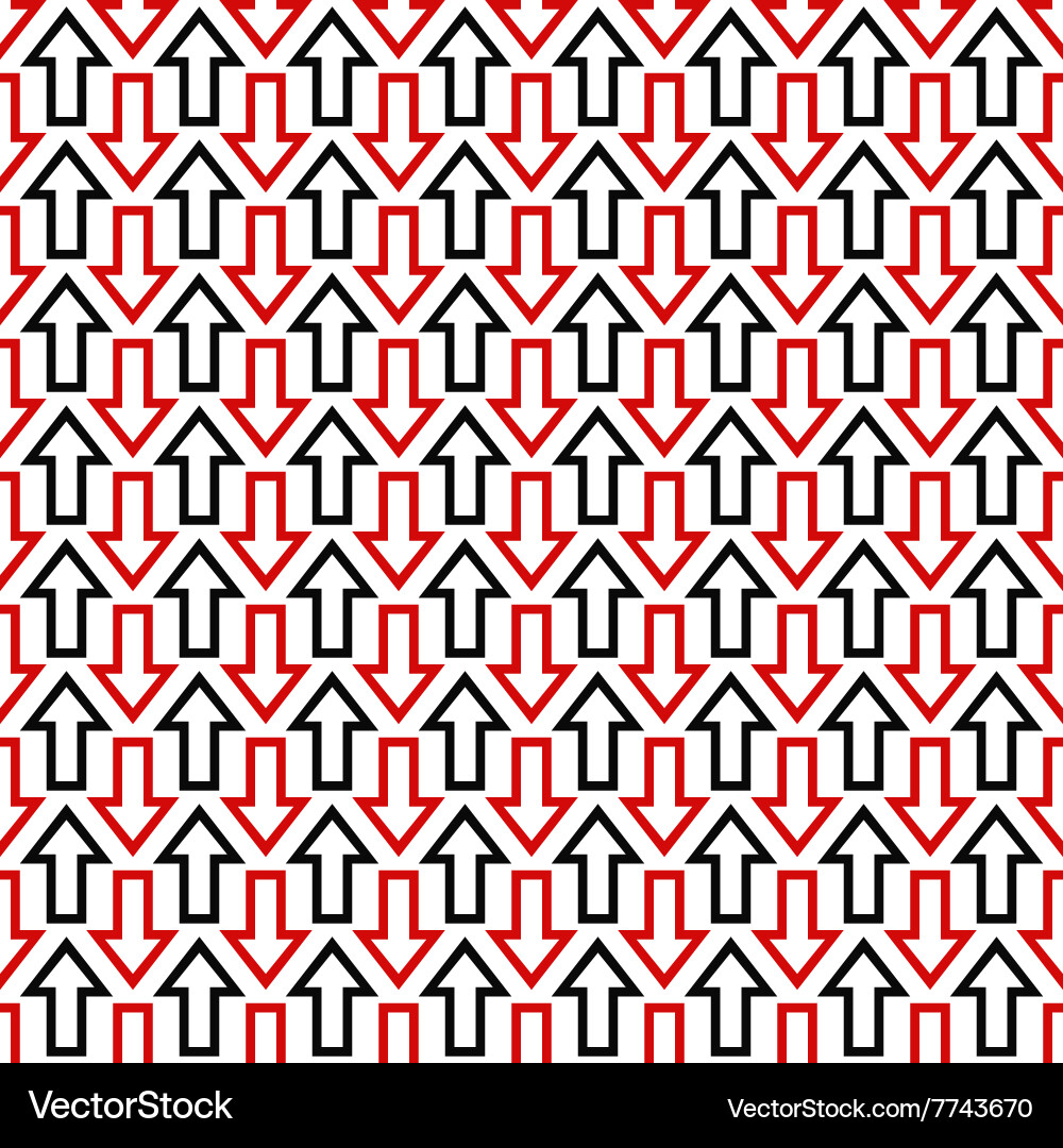 Black red seamless arrow pattern background vector image
