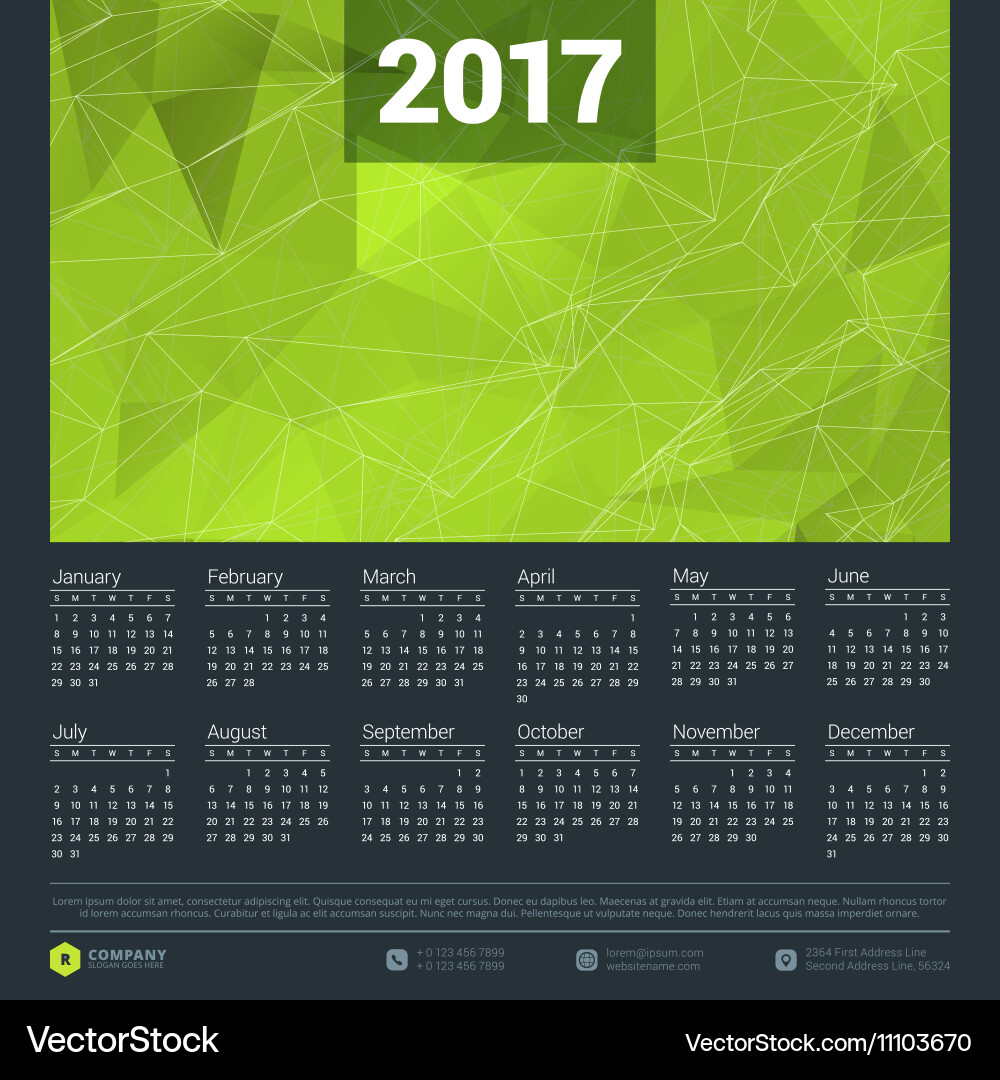 Calendar for 2017 year vector image