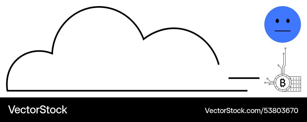Cloud computing and blockchain symbol with blue Vector Image