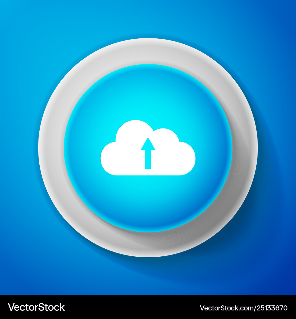 Cloud upload icon isolated on blue background Cloud upload icon isolated on blue background vector image