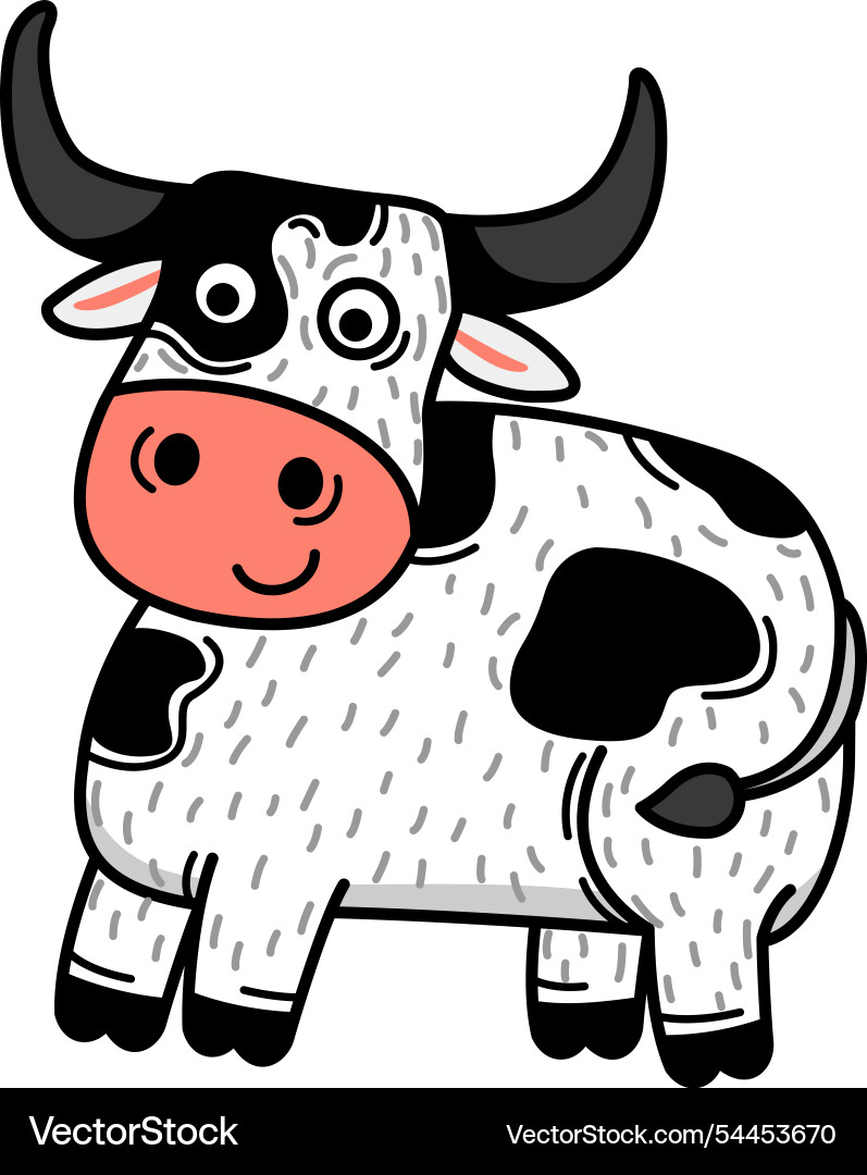 Cow outline character white on background Cow outline character white on background Vector Image