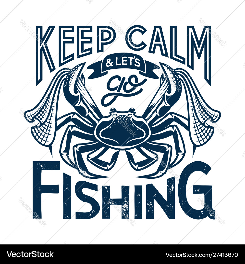 Crab with Fishing Net T-Shirt Print Vector Image