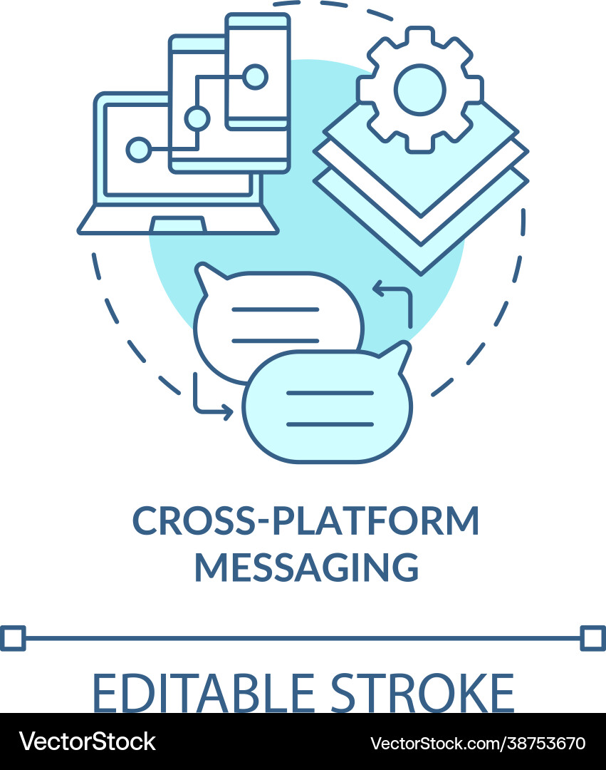 Cross platform messaging blue concept icon Vector Image