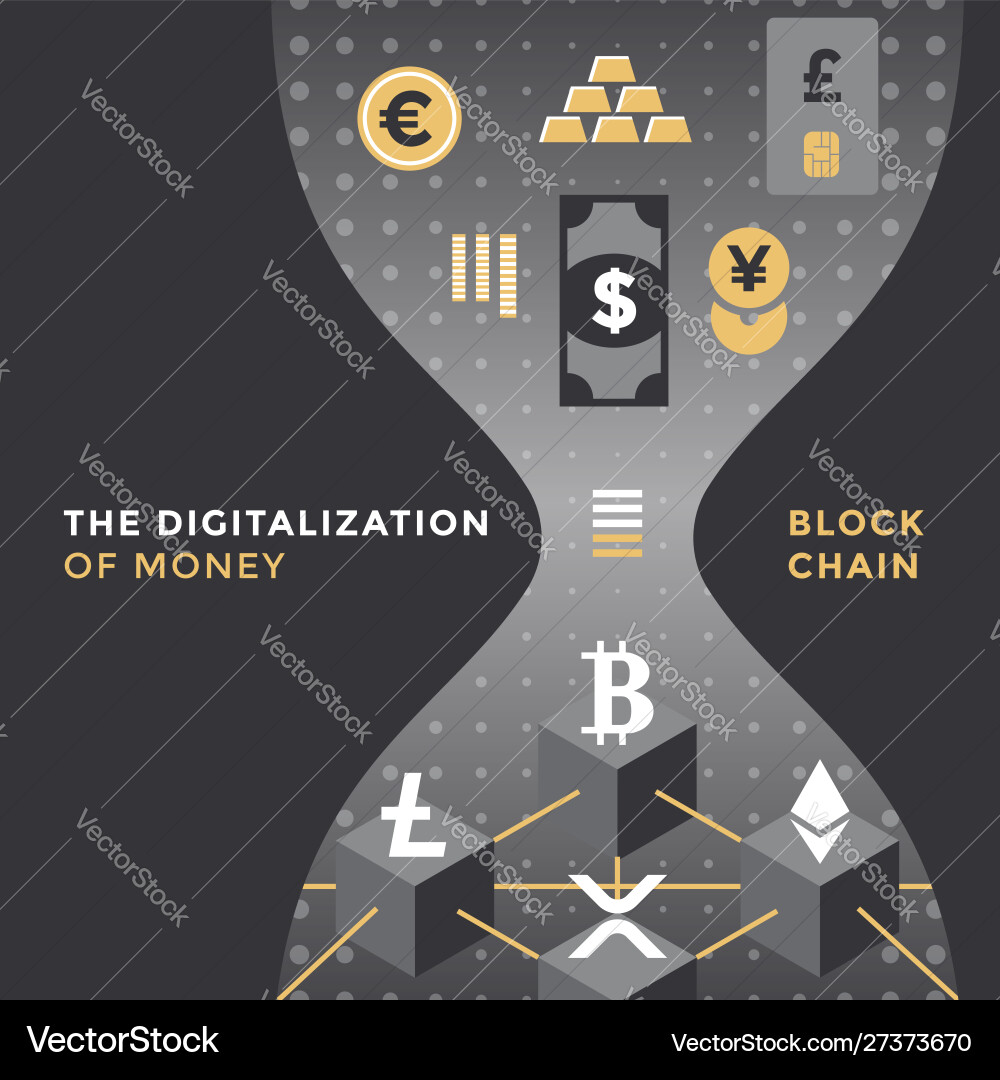 Cryptocurrency blockchain technology concept vector image